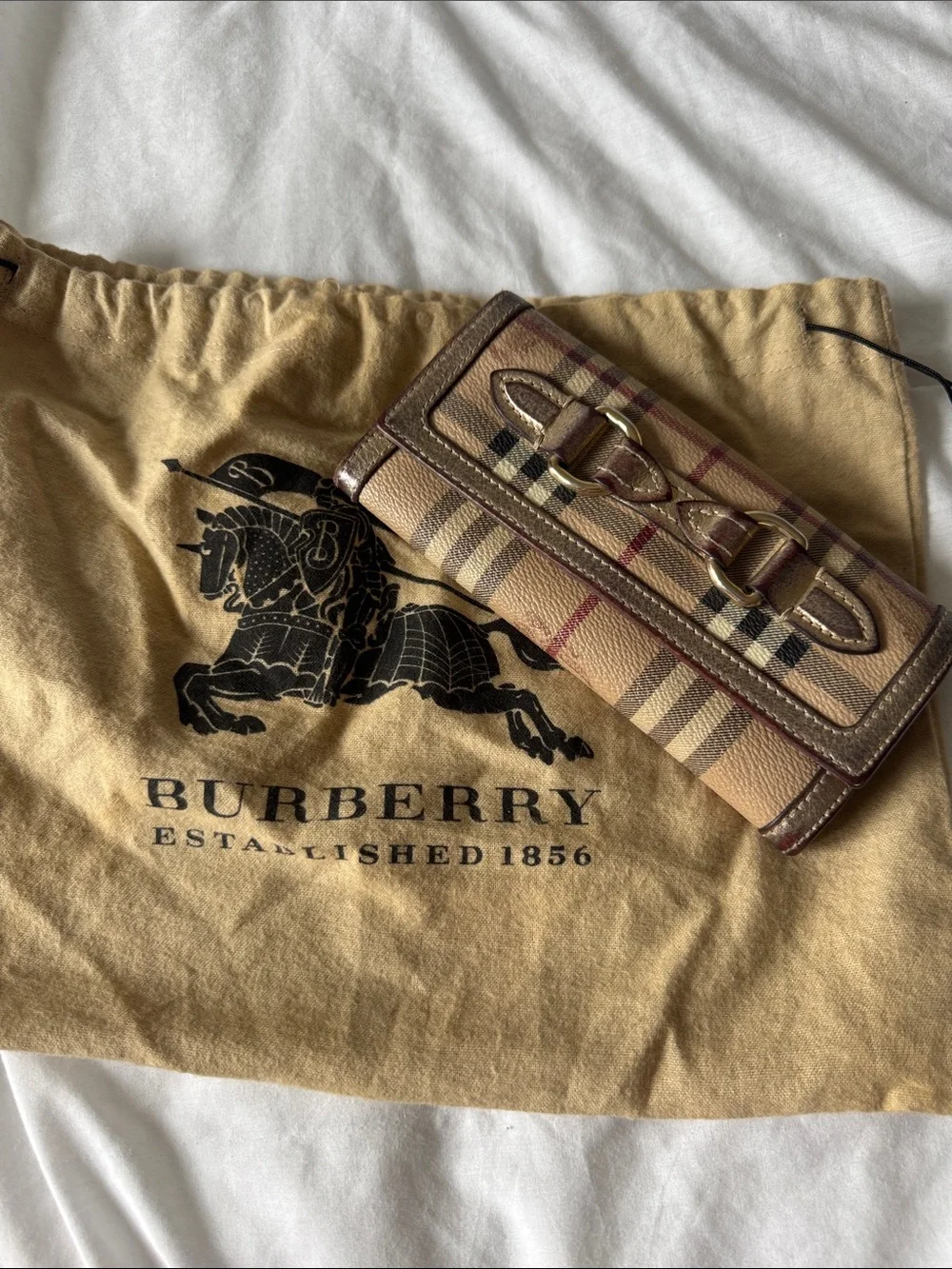 Burberry Check Leather Wallet with dust bag